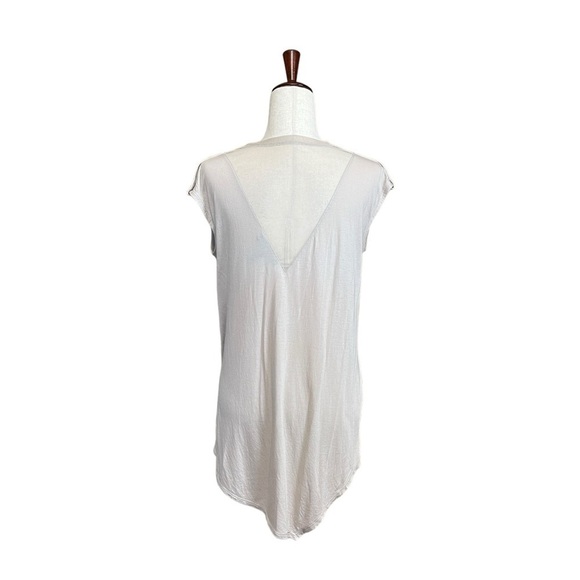 BCBGMaxAzria Eniko Hi Low Sheer Back Sleeveless Tee. Light Stone Size S #1359 - Picture 3 of 7